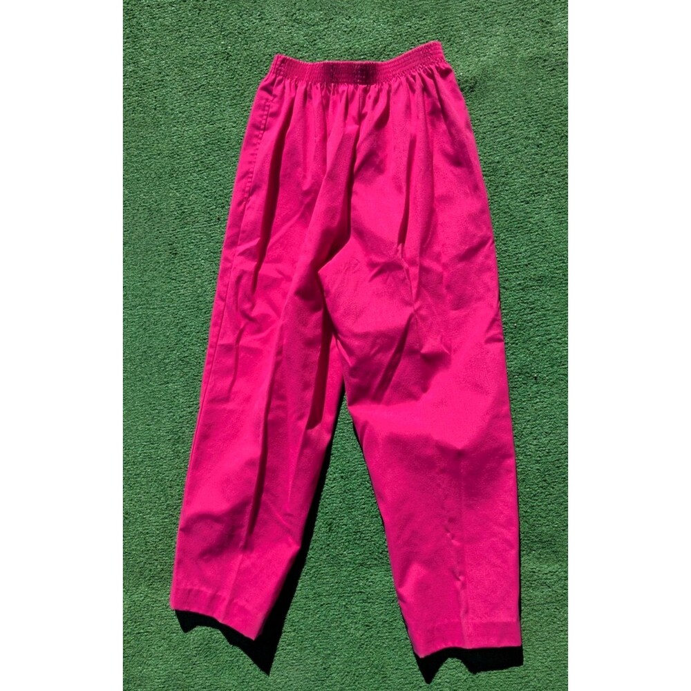 VTG Bon Worth USA-Made Petite XS Hot Neon Pink Casual Pullover Slacks Pants EUC